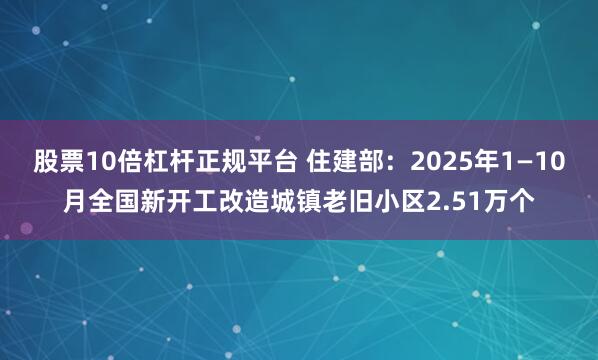 股票10倍杠杆正规平台 住建部：2025年1—10月全国新开工改造城镇老旧小区2.51万个